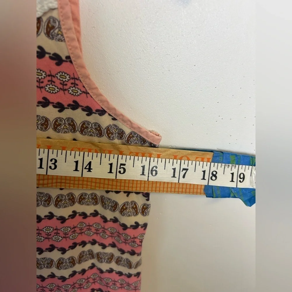 Matilda Jane Pink Brown Patterned Sleeveles tunic Top Youth Girls Size 14 Barbie